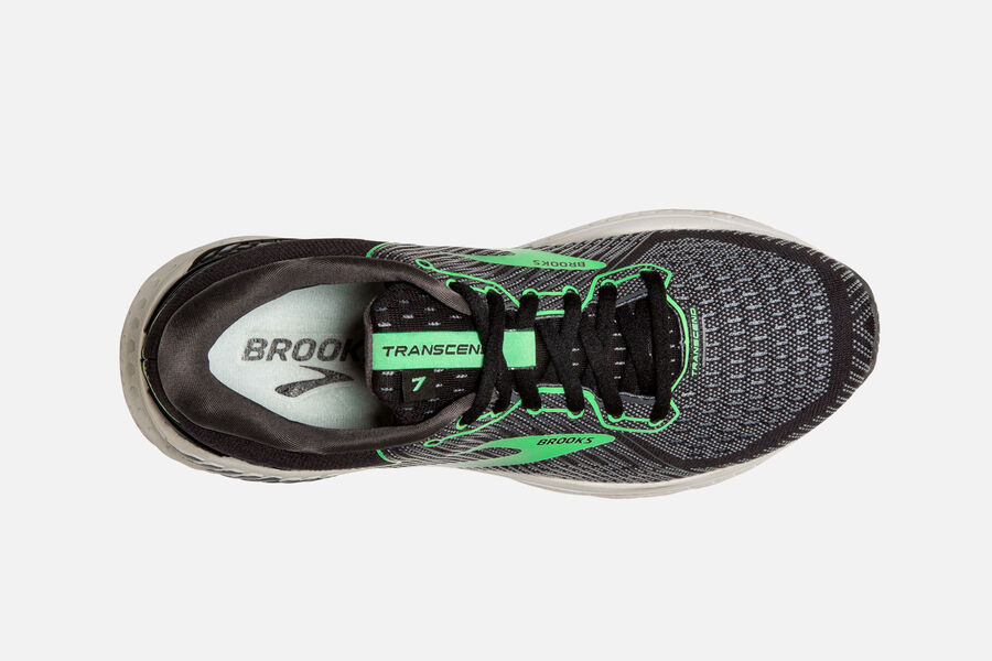 Brooks Running Shoes Womens Black/Green - Transcend 7 Road - 7812-OTNWD